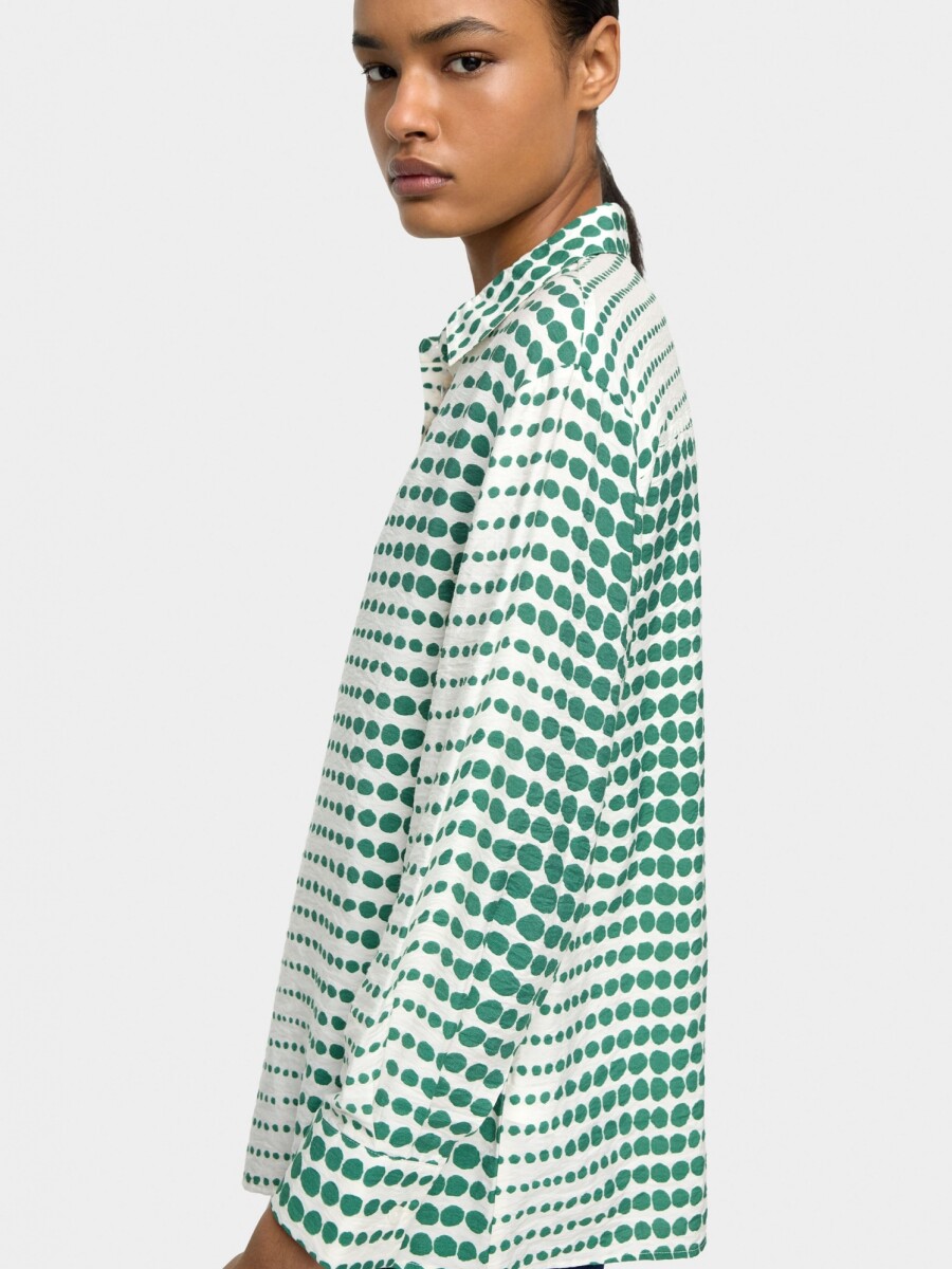 Camisa Fluida Con Estampado verde