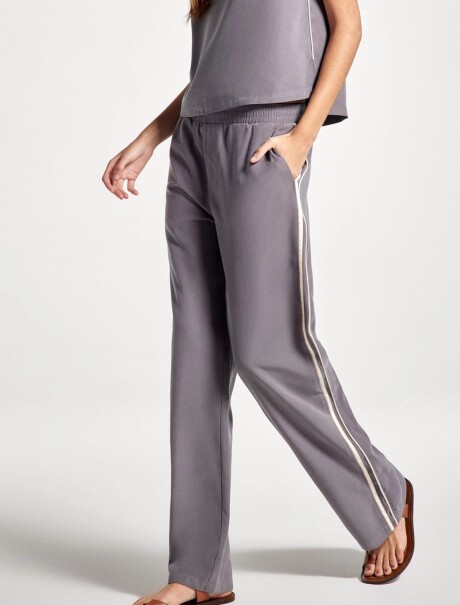 PANTALÓN DE TIRO MEDIO CON BOLSILLOS GRIS