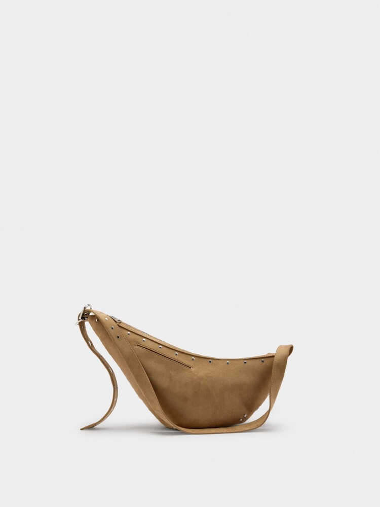 Bolso De Hombro Asimétrico Con Tachuelas taupe