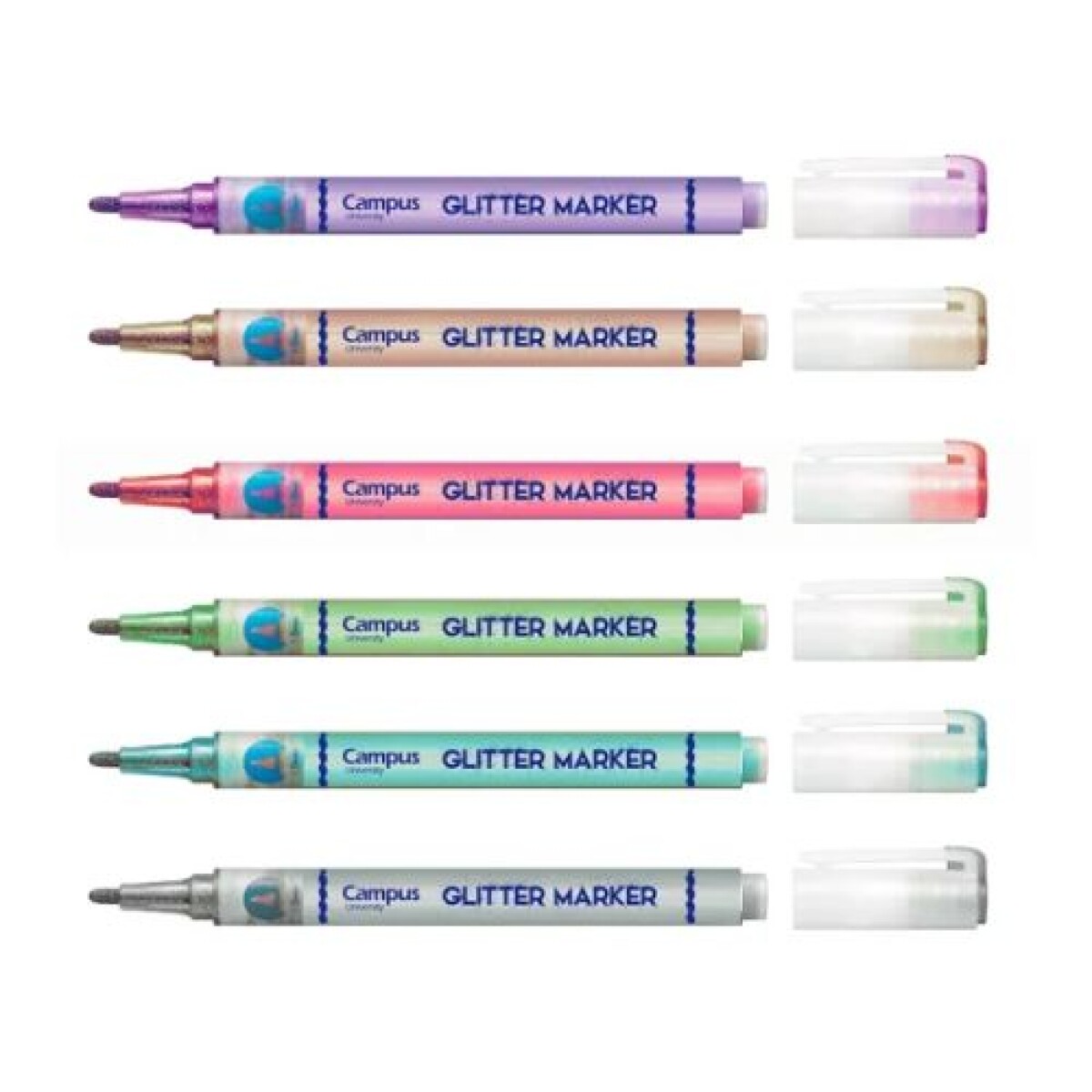 Marcador campus con brillantina caja x6 - Marcador Campus Con Brillantina Caja X6 