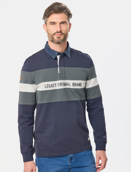 REMERA POLO RAYADA Azul
