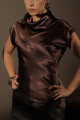 BLUSA C680/26 ASIMETRICA MANGA JAPONESA CUELLO VOLCADO Marron
