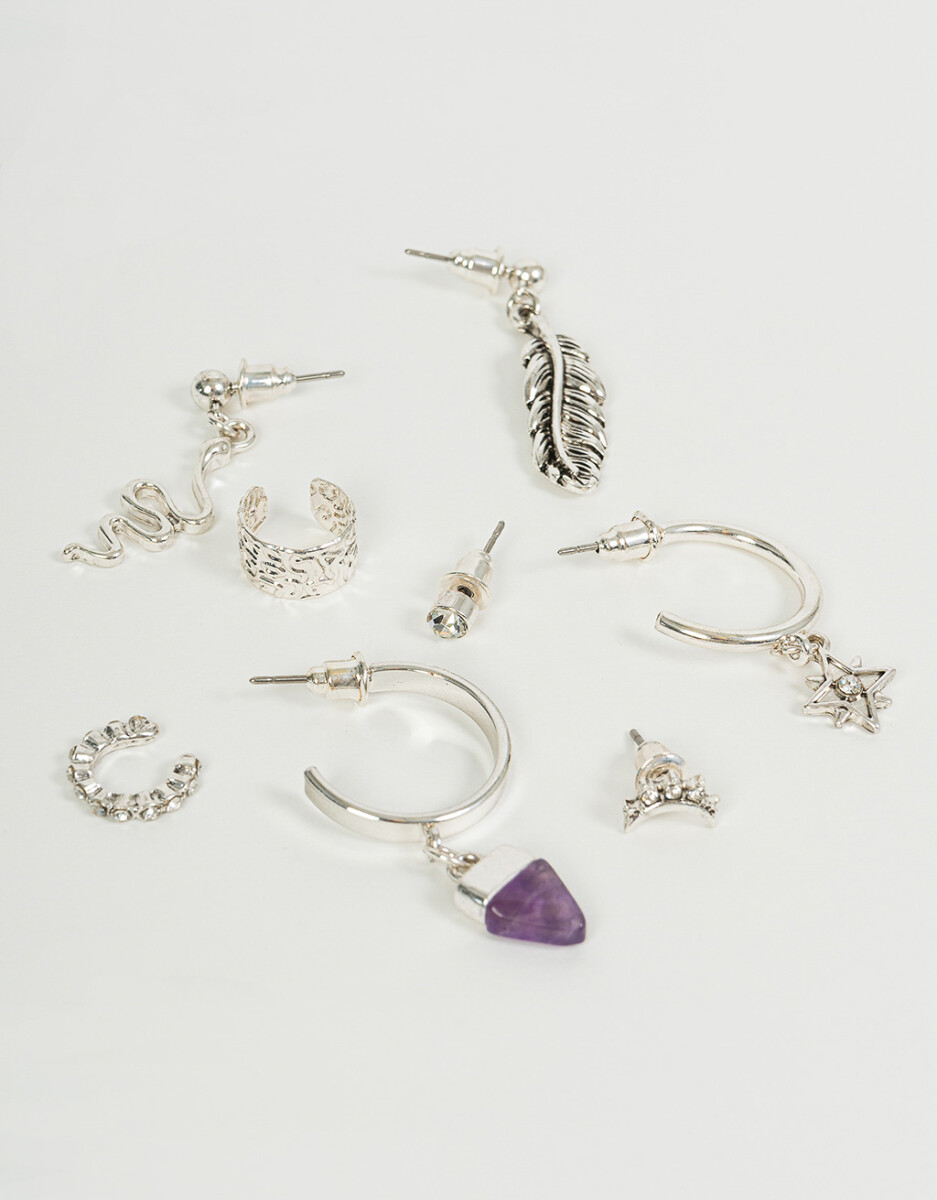 Aros Set Bañado En Plata 