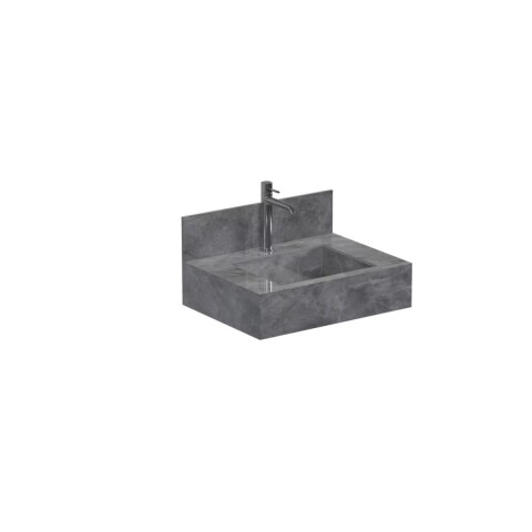 Mueble de baño suspendido de porcelanato Gris Napoles 60 cm con bacha incorporada Mueble De Baño Suspendido De Porcelanato Gris Napoles 60 Cm Con Bacha Incorporada