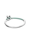 PULSERA DE CUERO VERDE SEMIRÍGIDA BAÑADA EN PLATA DE LEY CON MARIPOSA Pulsera