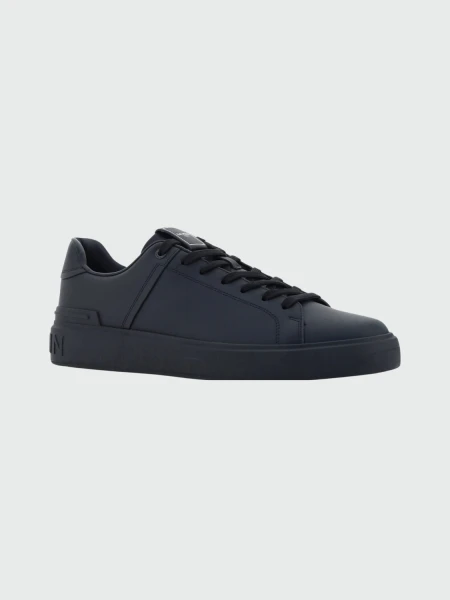 Balmain - Championes de cuero acordonados - B-Court Negro