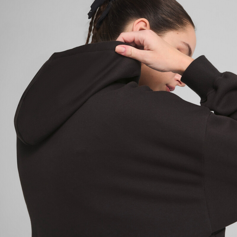 Abrigo Ess Oversized Hoodie Felpa de Mujer Negro