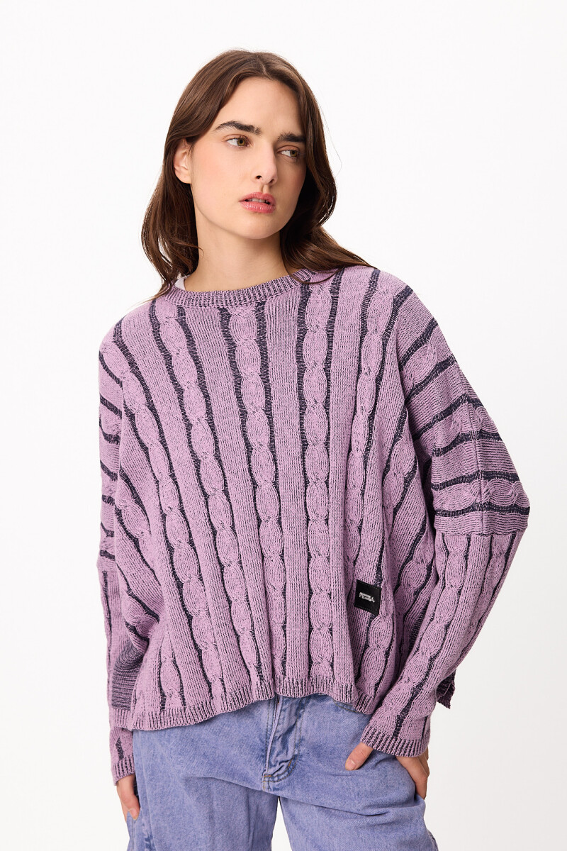 Sweater Oceano Crop Lila/Azul