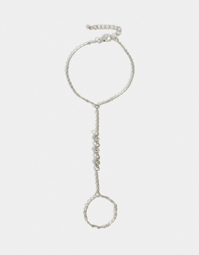 Pulseras Flexibles Pulsera Flexible Strass Con Anillo - Plateado
