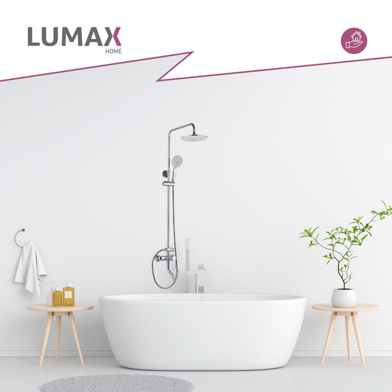 Barra columna ducha redonda inox con soporte y diseño moderno para baño Barra columna ducha redonda inox con soporte y diseño moderno para baño