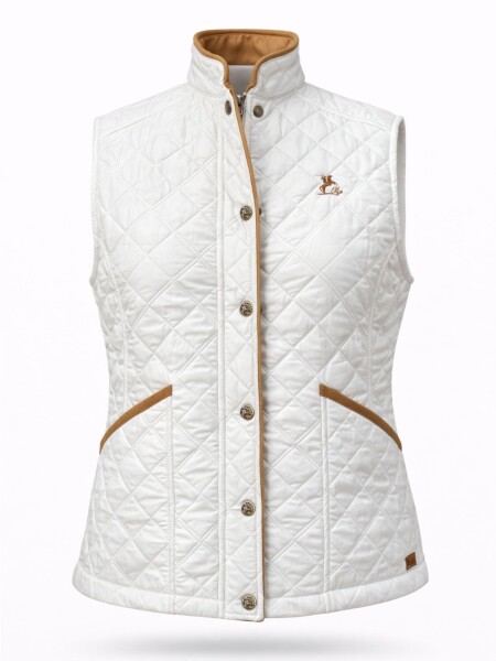 Chaleco Capitoneado con bolsillo frontal Marfil