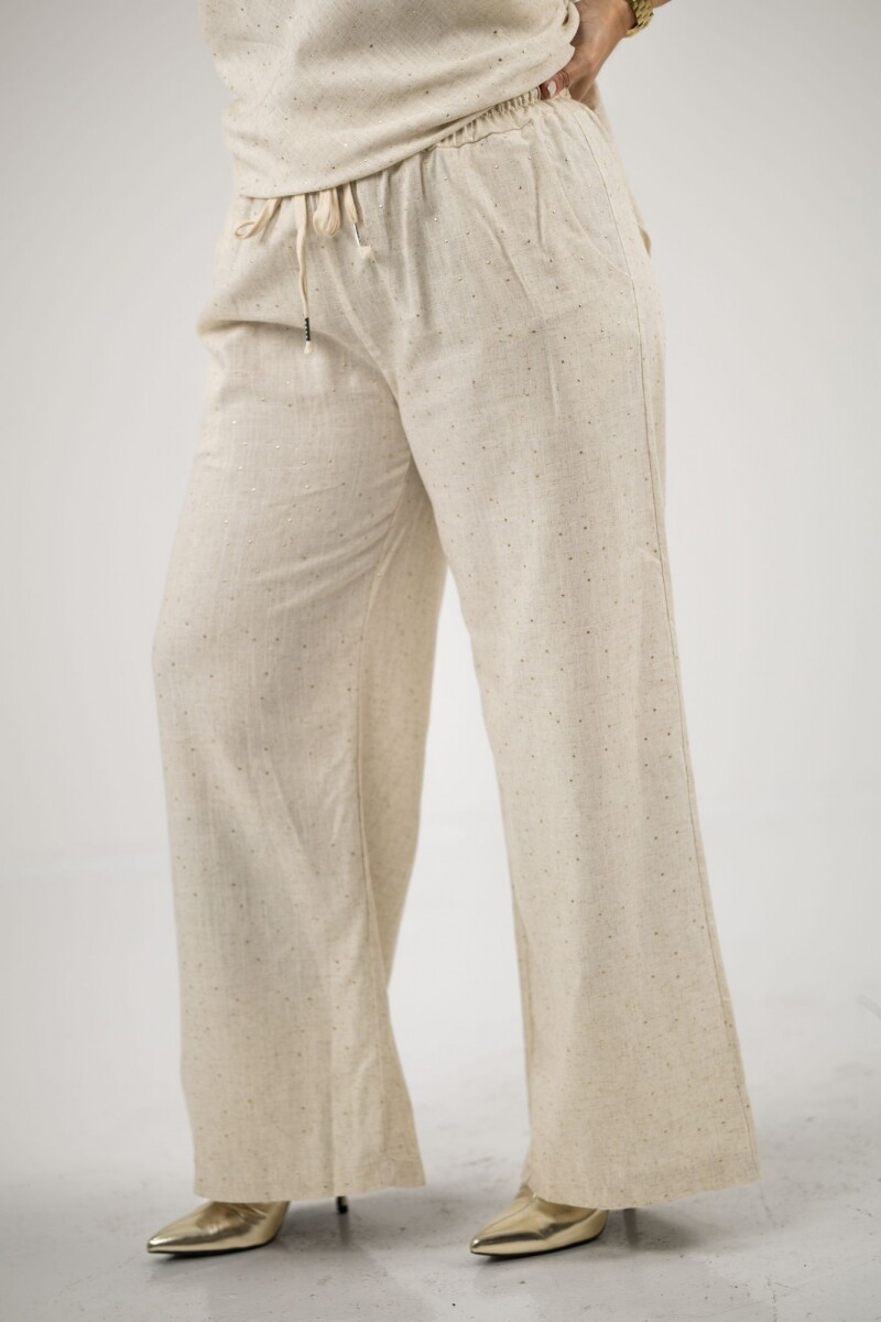 Pantalón de lino con dorado 