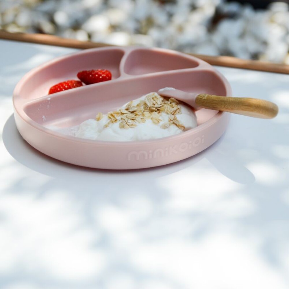 Plato con divisiones ventosa MinikOiOi rosado