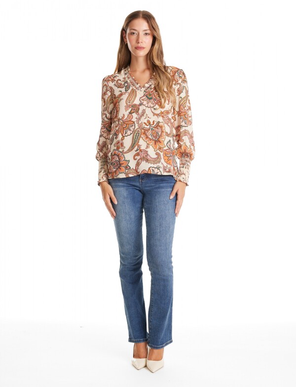Blusa Gasa Arabescos MULTI/BEIGE