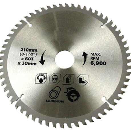 TOLSEN HOJA SIERRA CIRCULAR ALUMINIO 210mmx60dtsB30 Tolsen Hoja Sierra Circular Aluminio 210mmx60dtsb30