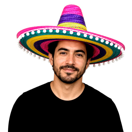 Sombrero de paja ala ancha con pompones Sombrero de paja ala ancha con pompones
