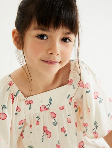 VESTIDO INFANTIL CON ESTAMPADO BEIGE