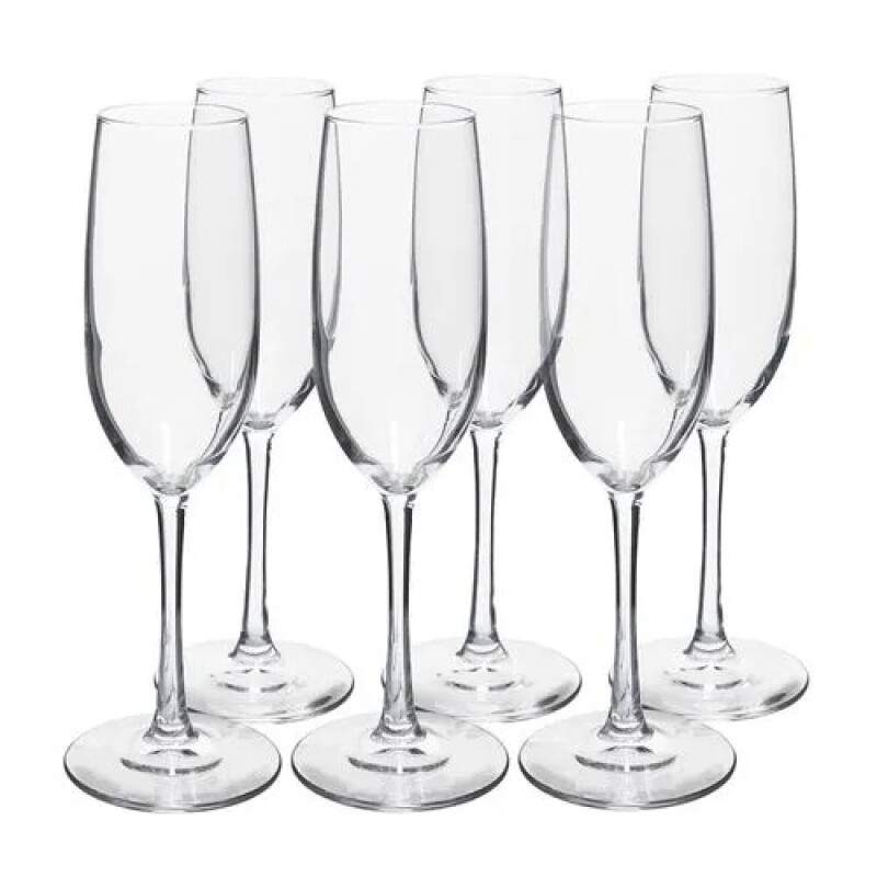 SET 6 COPAS VIDRIO FLAUTA 202 ML. X-JG5304 SET 6 COPAS VIDRIO FLAUTA 202 ML. X-JG5304