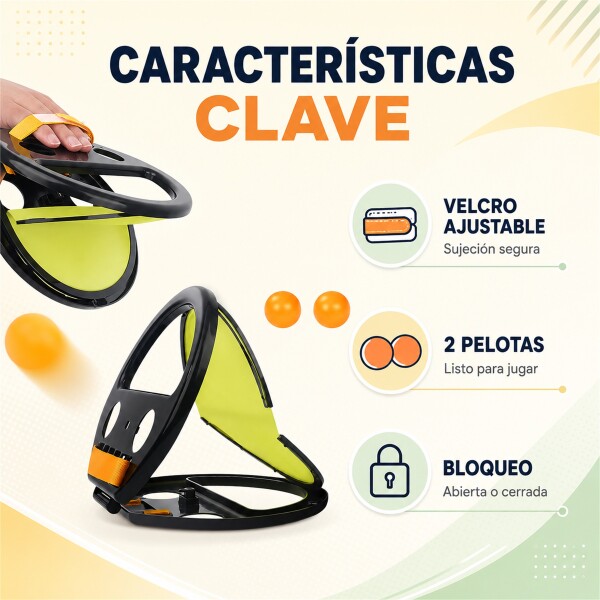 Raqueta Lanza y Atrapa Pelota con 2 Bolas Negro 1