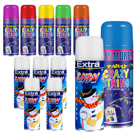 Set Cotillón Nº46 Spray Nieve Espuma + Serpentina x12 Cot002039