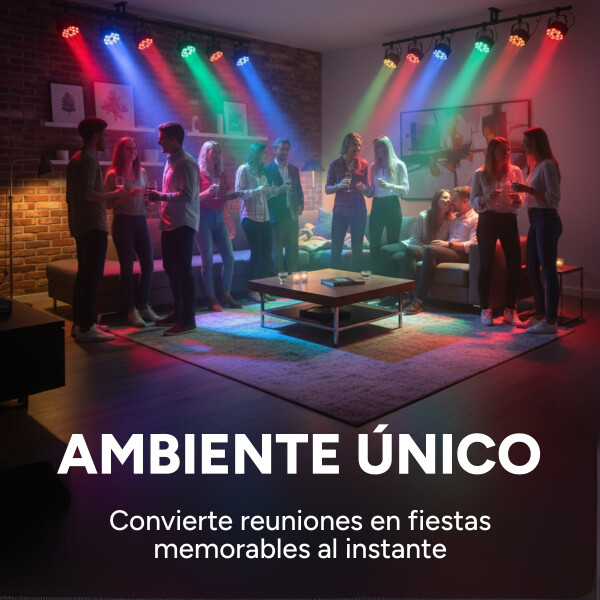 Proyector Luces LED RGB X36 Control Discoteca Fiesta Evento Color Negro