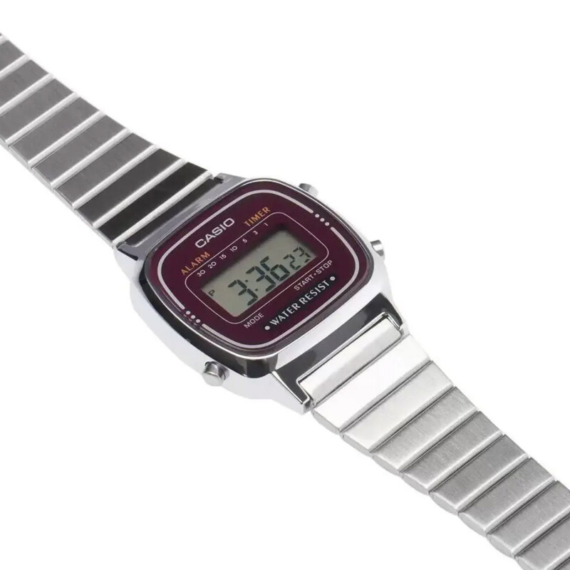 Reloj Digital para Mujer Casio LA670WA Resistente al Agua Rojo