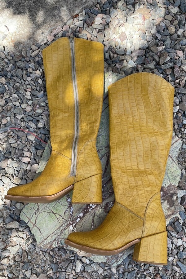 High Heel Boots Crocco Mostaza