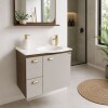 Mueble de baño suspendido Jataí Nogal/Nude 60cm con espejo 40 cm Nogal Mueble De Baño Suspendido Jataí Nogal/nude 60cm Con Espejo 40 Cm Nogal