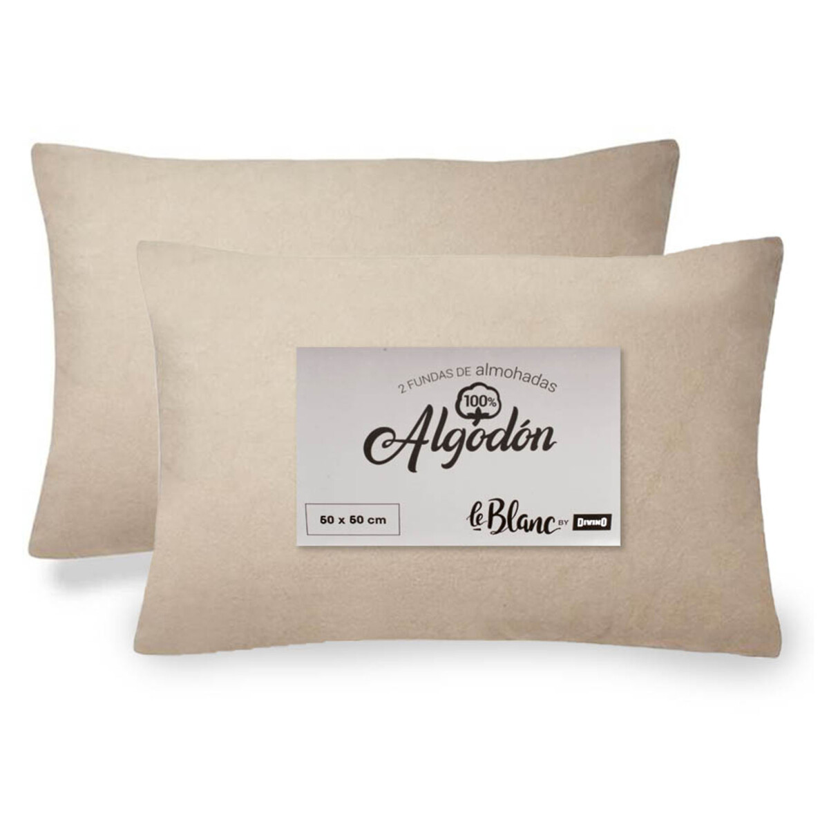 SET FUNDAS ALMOHADA - ALGODON NATURAL-BEIGE 50*50 ARENA 