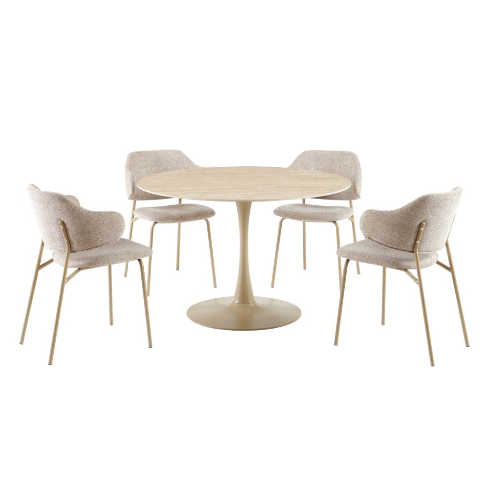 JUEGO DE COMEDOR METAL-Y-PIEDRA TULIP