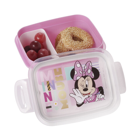 Pote Plástico Minnie Con Traba y División 630 ml U