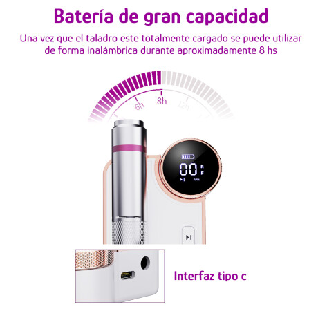 Torno Eléctrico P/Uñas Inalám Prof Velocidad Reg Accesorios Blanco