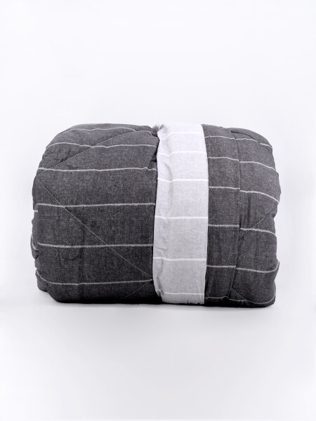 ACOLCHADO RAYAS CON FUNDAS 2 PLAZAS NEGRO