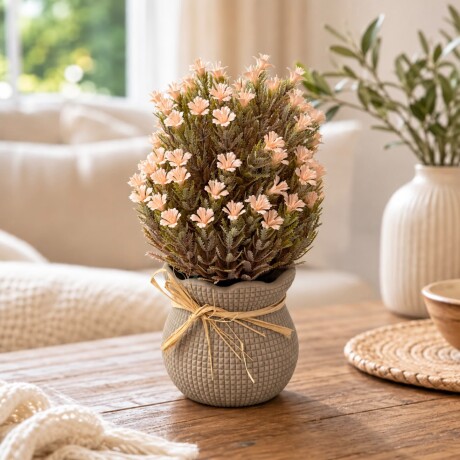 Planta Artificial con Flores Color Durazno y Maceta Decorativa con Lazo Altura 25cm Planta Artificial con Flores Color Durazno y Maceta Decorativa con Lazo Altura 25cm