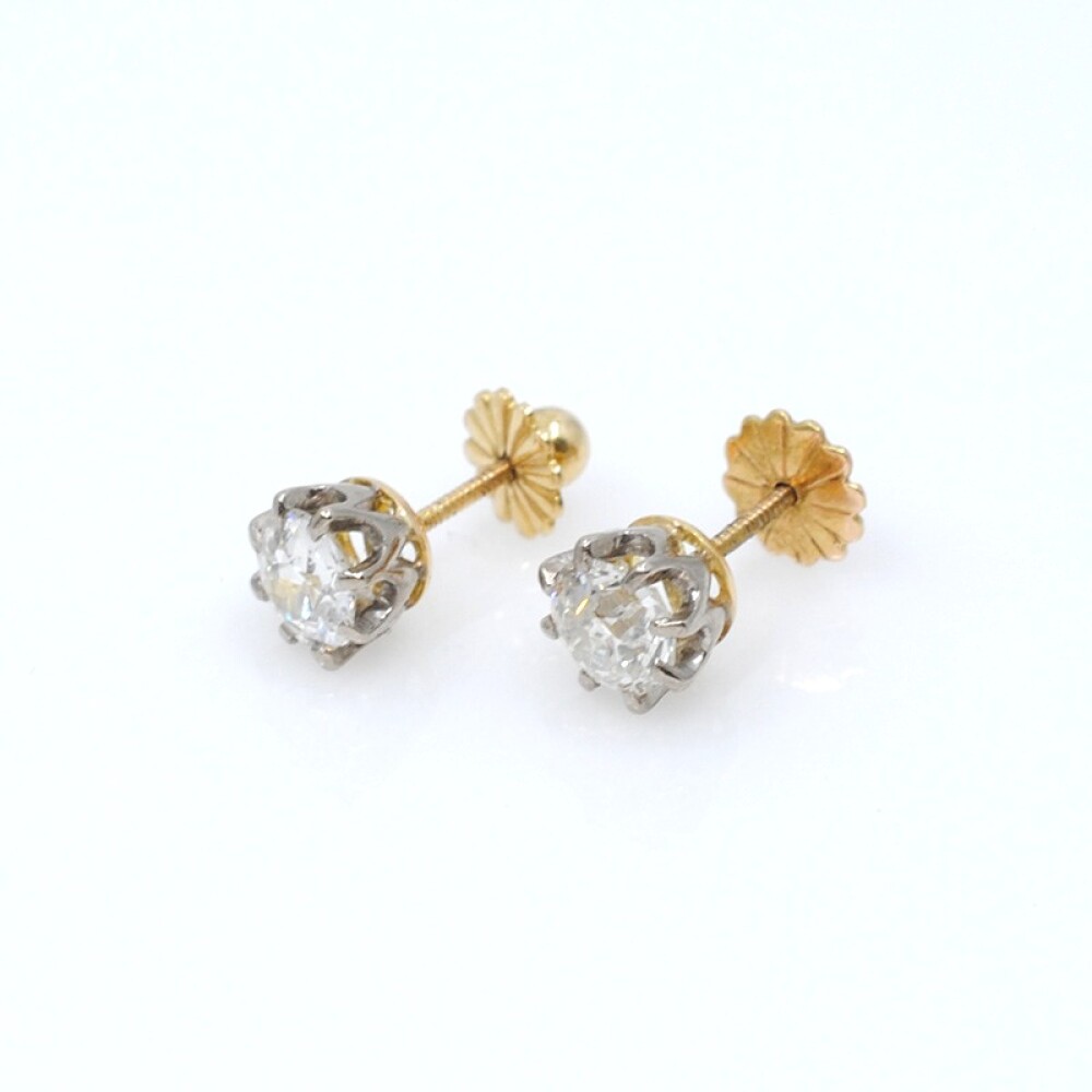 Caravanas antiguas en oro 18k y brillantes Caravanas antiguas en oro 18k y brillantes