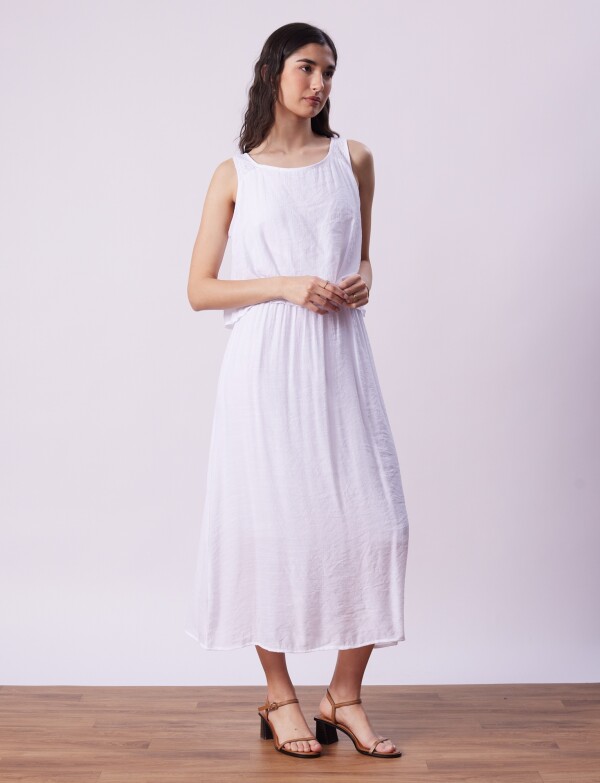 Vestido Maxi Detalle Crochet BLANCO