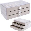 Organizador De Joyas Gamuza Con 3 Cajones Desmontables Organizador De Joyas Gamuza Con 3 Cajones Desmontables