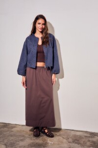 Campera Bomber Con Bordado Denim