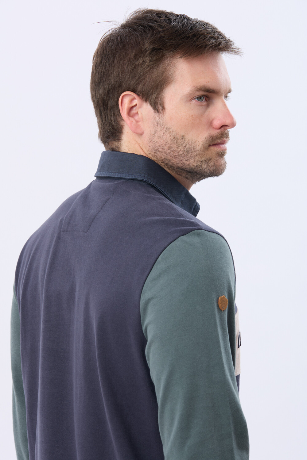 REMERA POLO RAYADA DE ALGODON Azul