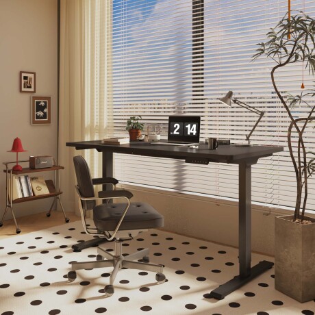 ESCRITORIO REGULABLE METAL-Y-MDF NEGRO E1PRO