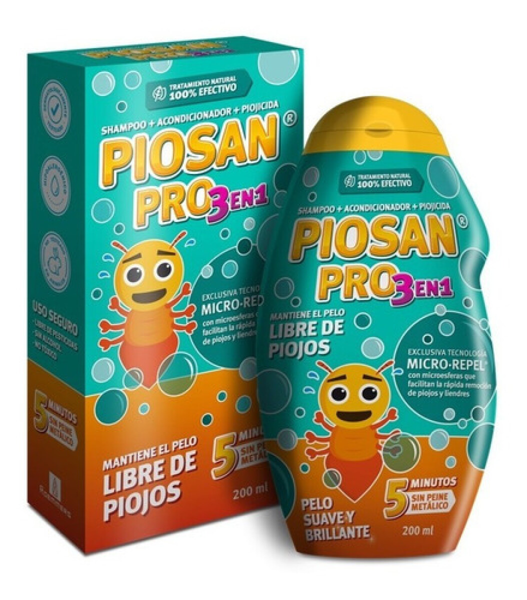 Piosan Pro 3 en 1 Shampoo + Acondicionador + Piojicida 200ml – Kit antipiojos 