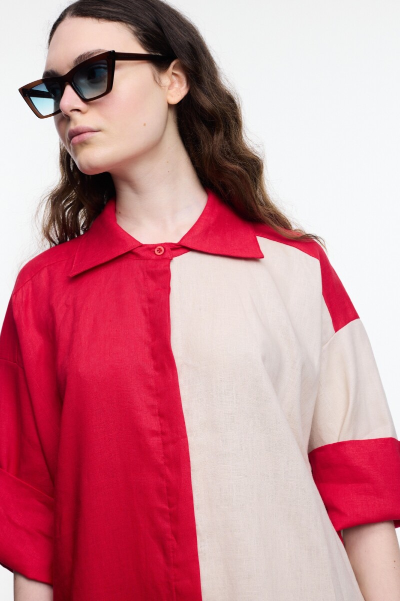 VESTIDO CONTRASTE Rojo