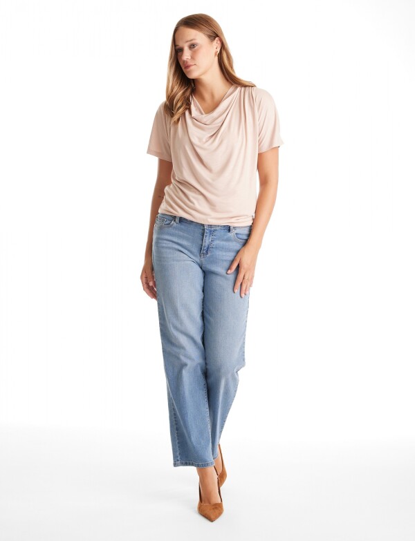 Remera Cuello Volcado ROSA CLARO