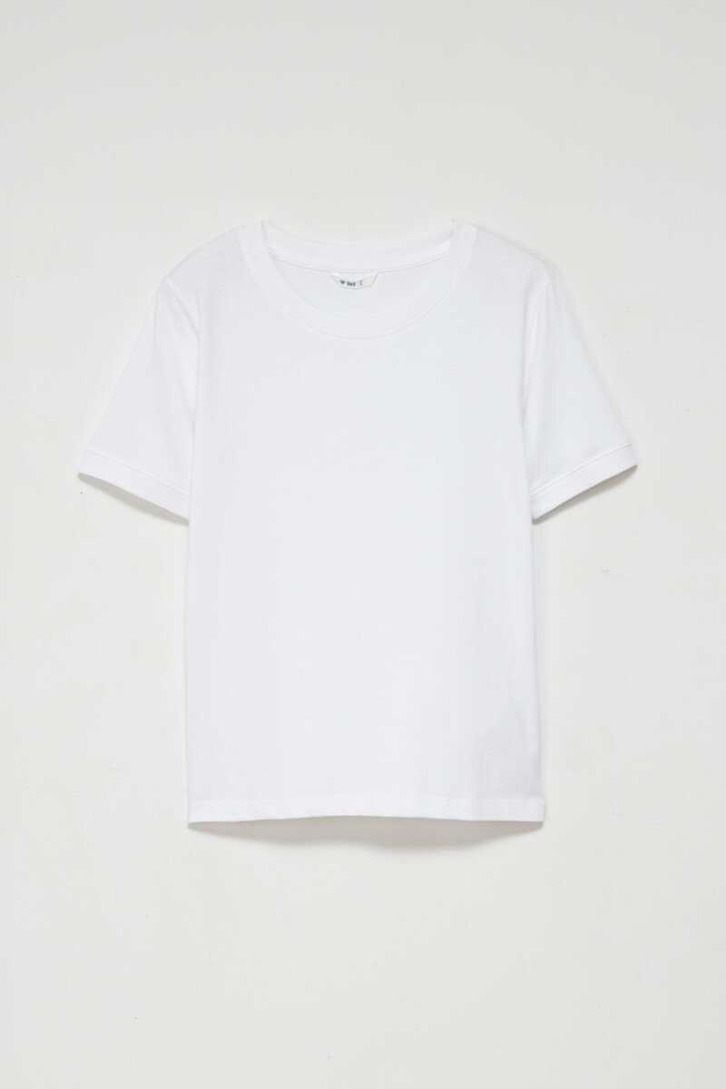 Camiseta manga corta de rib con puño Blanco