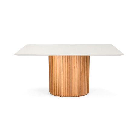 Mesa de comedor Living - Con vidrio - 160 Off White y Canela