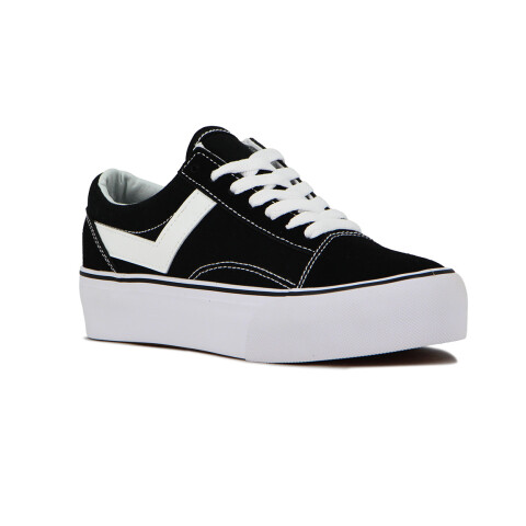 Pony Champion plataforma casual lona-gamuza Unisex - Negro Negro