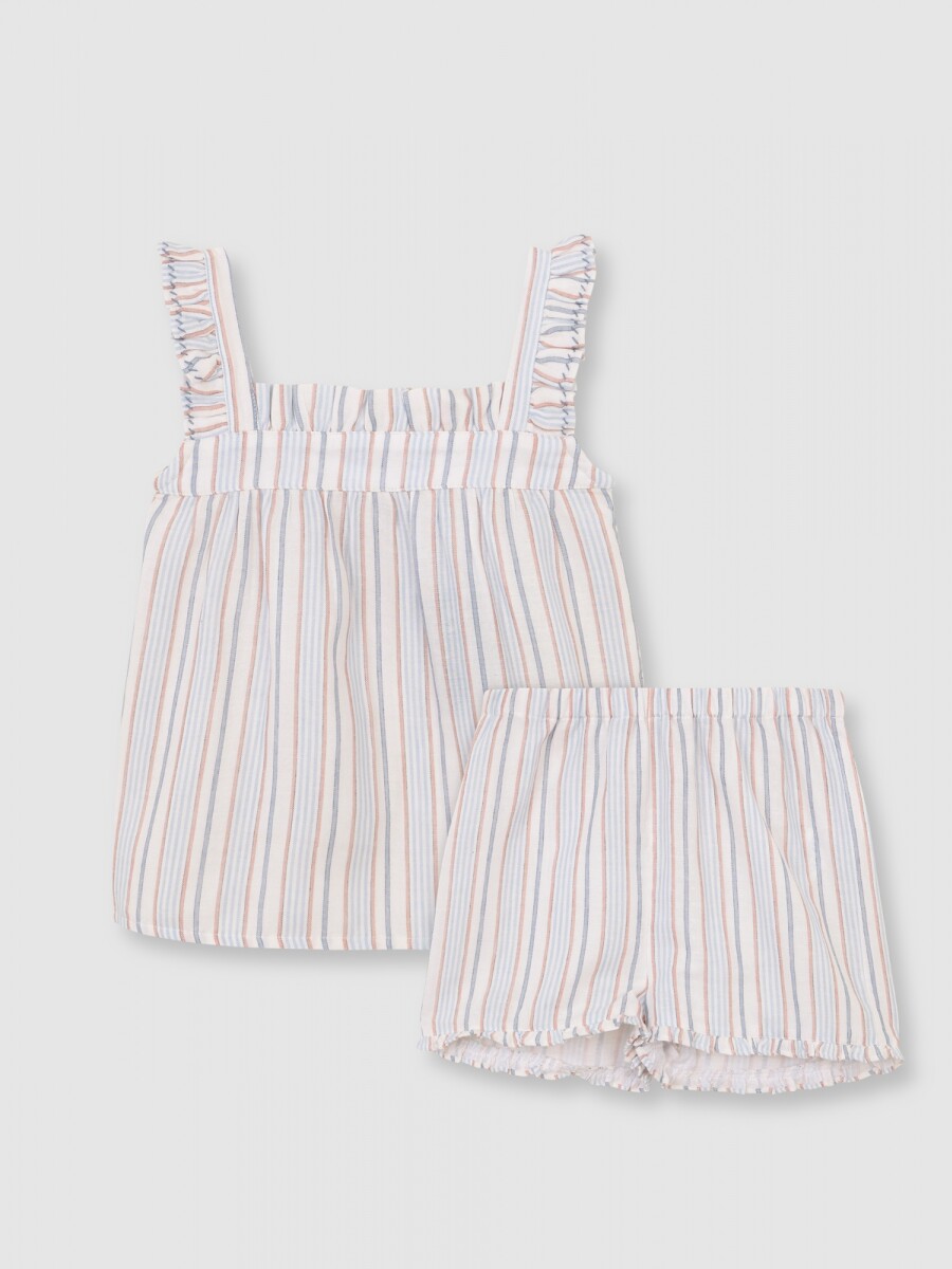 Pijama Estampado Rayas Azul