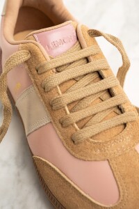 Zapatilla Cuero Combinada Rosa