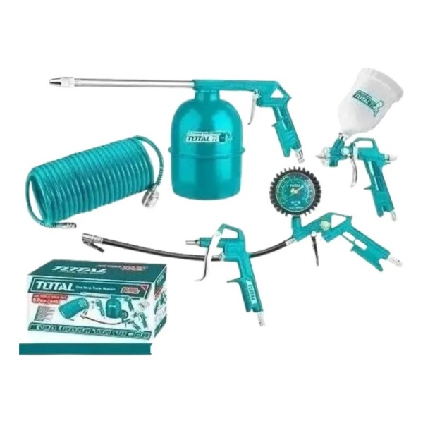 Kit de Accesorios para Compresor 5 Piezas con Pistola de Pintar e Inflador Total Kit de Accesorios para Compresor 5 Piezas con Pistola de Pintar e Inflador Total