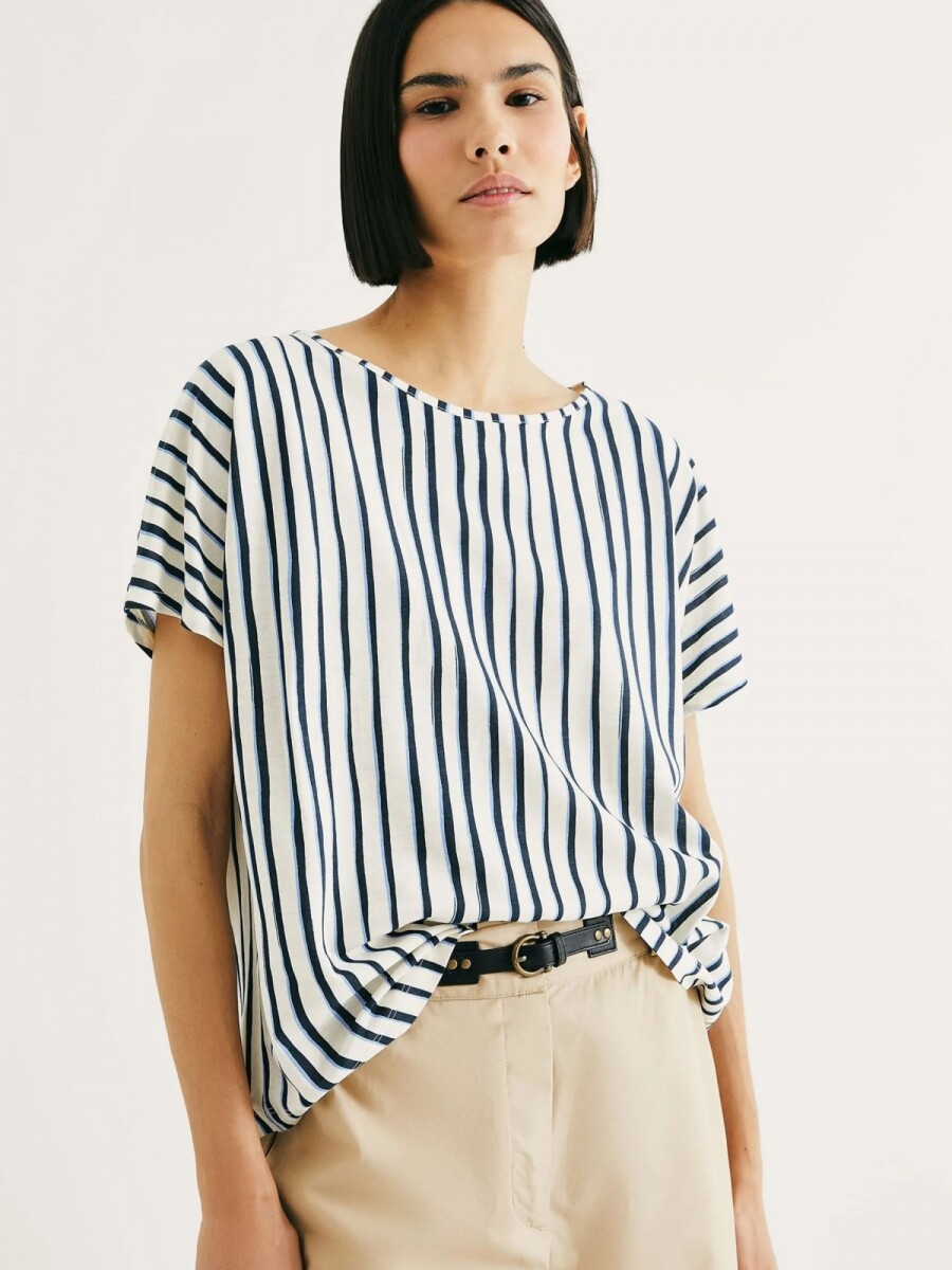 BLUSA MANGA CORTA ESTAMPADA - BLANCO 